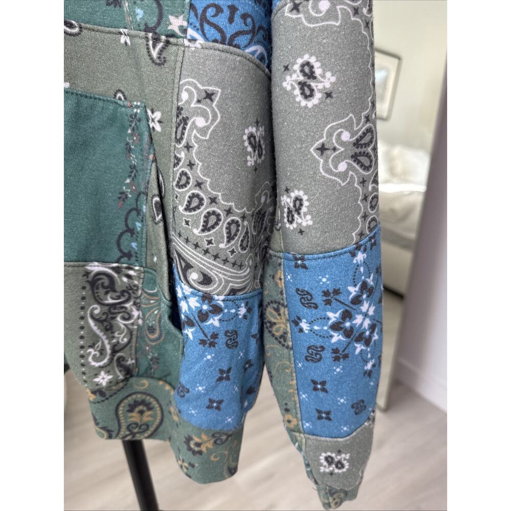 AVIATOR NATION-BANDANA QUILTED Relaxed ZIip Hoodie-Blue-Unisex Medium-Washed 1 x - Picture 4 of 14